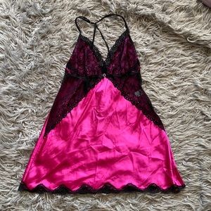 hot pink lace slip dress!